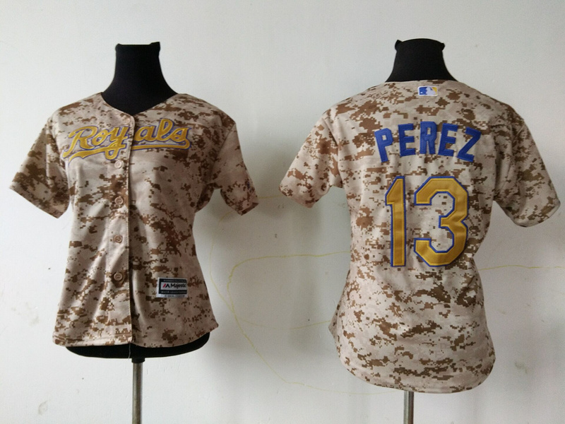 Women Kansas City Royals #13 Perez Camo Jersey