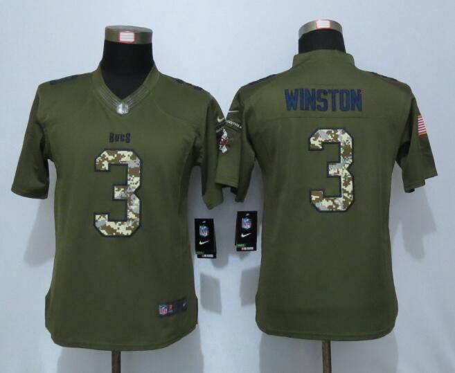 Women New Nike Tampa Bay Buccaneers 3 Winston Green Salute To Service Limited Jersey