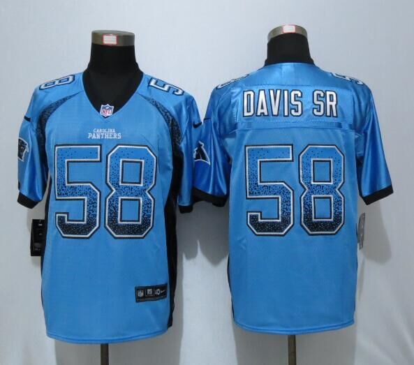 NEW Nike Carolina Panthers 58 Davis sr Drift Fashion Blue Elite Jerseys