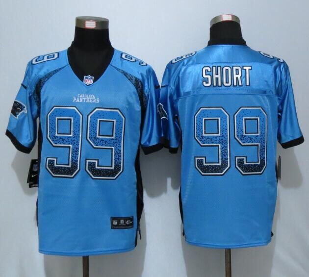 NEW Nike Carolina Panthers 99 Short Drift Fashion Blue Elite Jersey