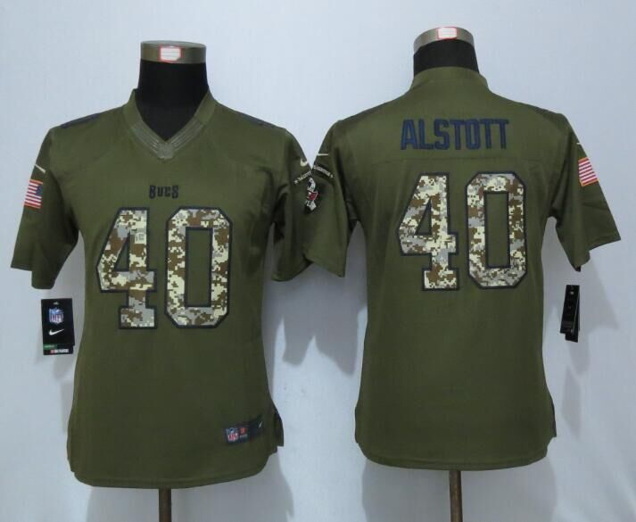 Women New Nike Tampa Bay Buccaneers 40 Alstott Green Salute To Service Limited Jersey