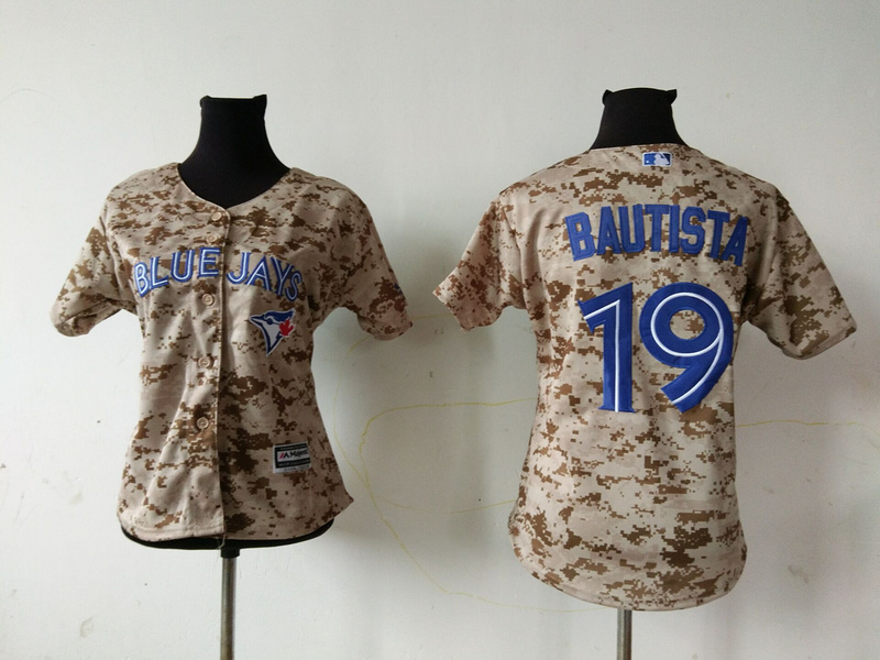 Women Toronto Blue Jays #19 Bautista Camo Jersey