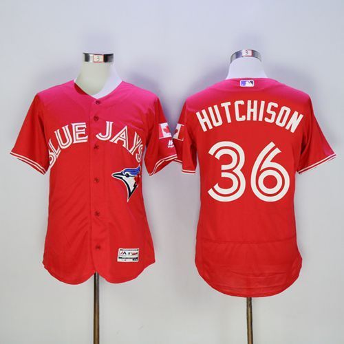 Majestics MLB Toronto Blue Jays #36 Drew Hutchison Red Jersey