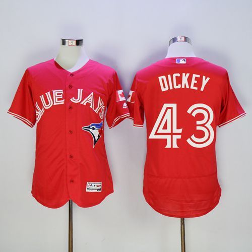 Majestics MLB Toronto Blue Jays #43 Dickey Red Jersey