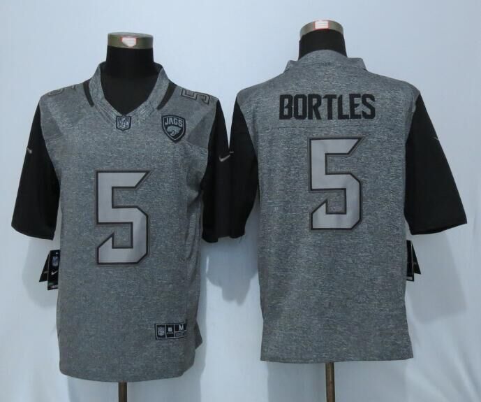 Nike Jacksonville Jaguars 5 Bortles Gray Mens Stitched Gridiron Gray Limited Jersey