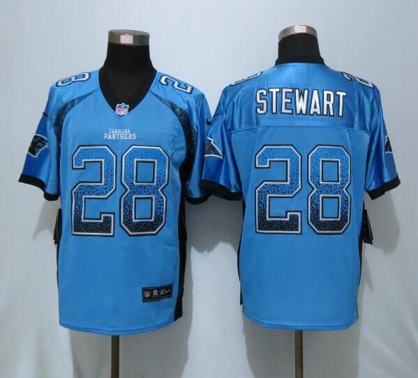 NEW Nike Carolina Panthers 28 Stewart Drift Fashion Blue Elite Jerseys  