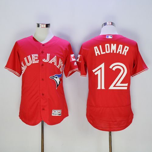 Majestics MLB Toronto Blue Jays #12 Alomar Red Jersey