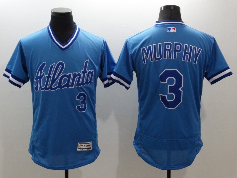 Majestics MLB Atlanta Braves #3 Dale Murphy Blue Jersey