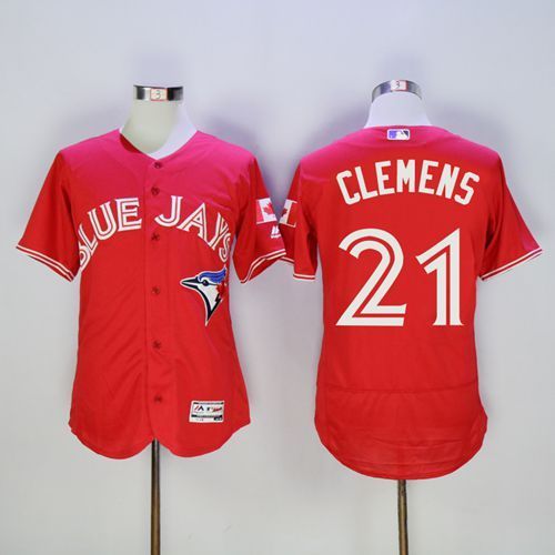 Majestics MLB Toronto Blue Jays #21 Clemens Red Jersey