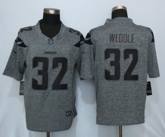 New Nike San Diego Chargers 32 Weddle Gray Mens Stitched Gridiron Gray Limited Jersey  