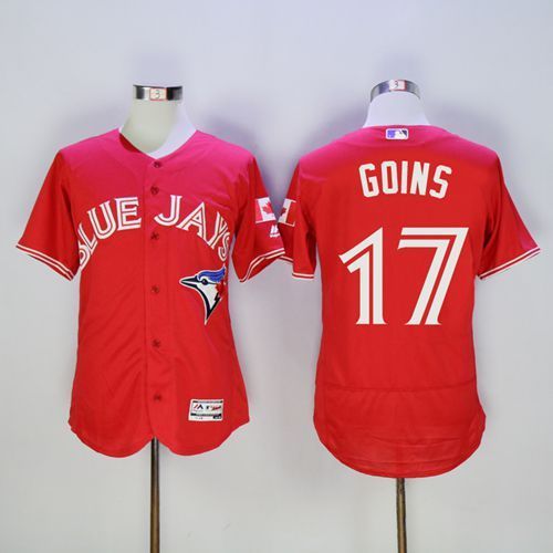 Majestics MLB Toronto Blue Jays #19 Ryan Goins Red Jersey