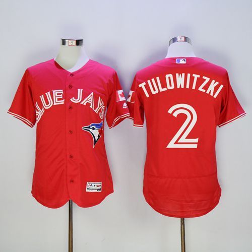 Majestics MLB Toronto Blue Jays #2 Troy Tulowitzki Red Jersey