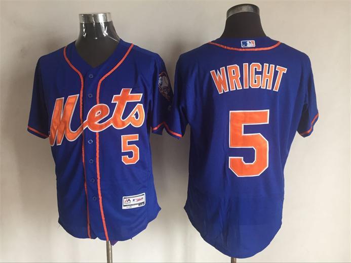 Majestics Elite MLB New York Mets #5 Wright Blue Jersey