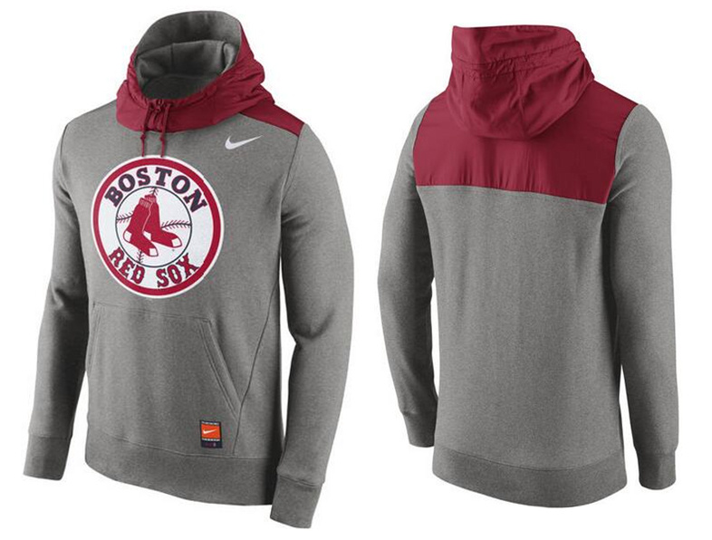 MLB Boston Red Sox Grey Red Pullover Hoodie