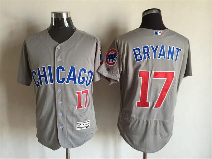 Majestic MLB Chicago Cubs #17 Bryant Grey Elite Jersey 