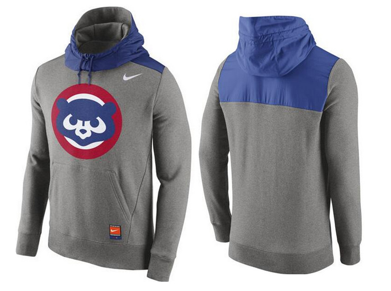 MLB Chicago Cubs Grey Blue Pullover Hoodie