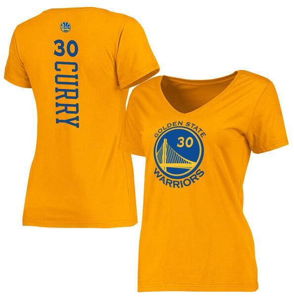 Women NBA Golden State Warriors #30 Curry Yellow T-Shirt