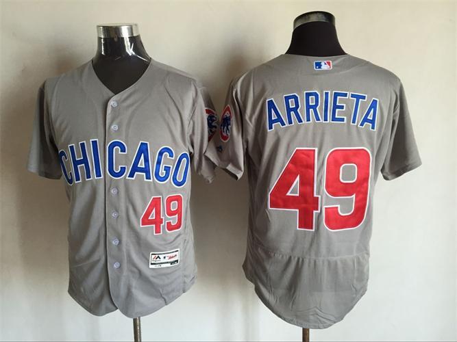 Majestic MLB Chicago Cubs #49 Arrieta Grey Elite Jersey 