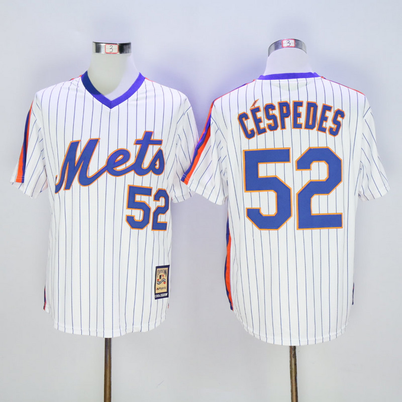MLB New York Mets #52 Cespedes White Pullover Throwback Jersey