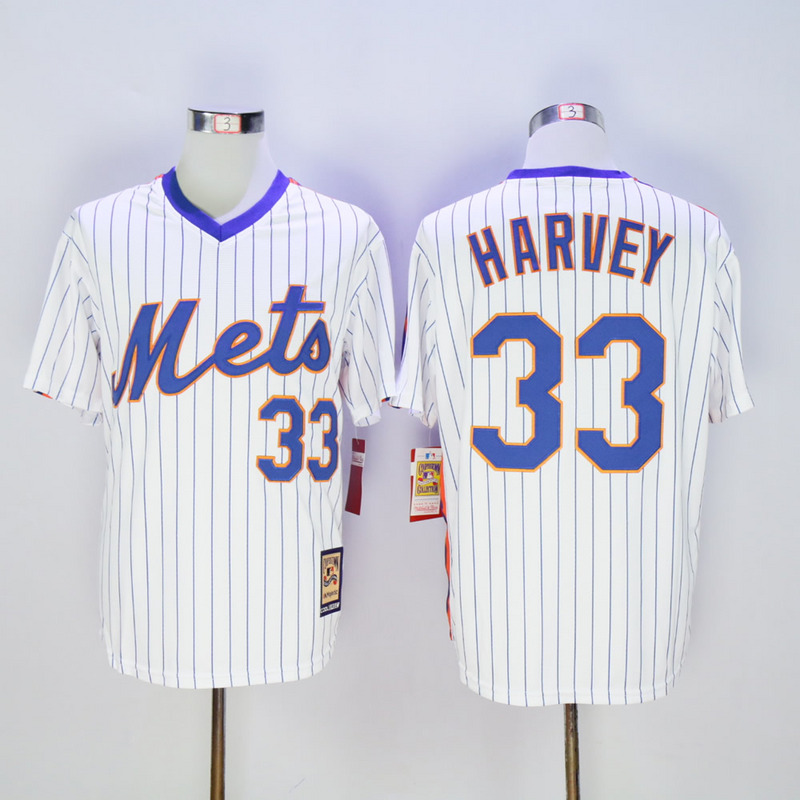 MLB New York Mets #33 Harvey White Pullover Throwback Jersey