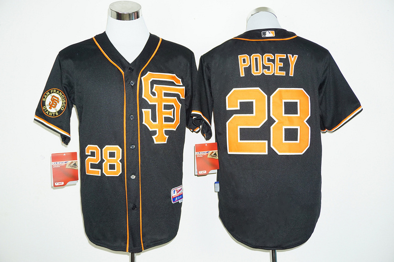 MLB San Francisco Giants #28 Posey Black Cool Base Jersey