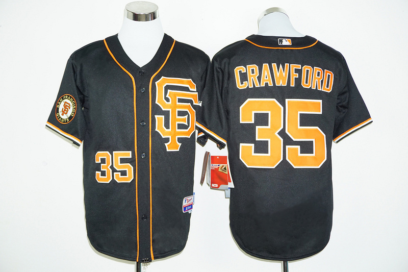 MLB San Francisco Giants #35 Crawford Black Cool Base Jersey