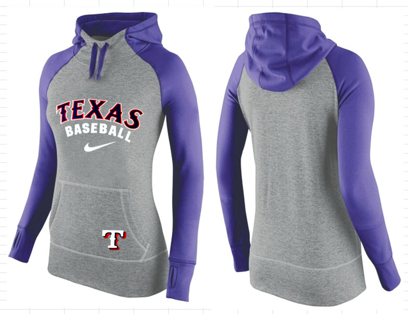 MLB Texas Rangers Purple Grey Women Hoodie