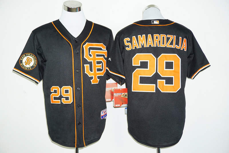 MLB San Francisco Giants #29 Samardzija Black Cool Base Jersey