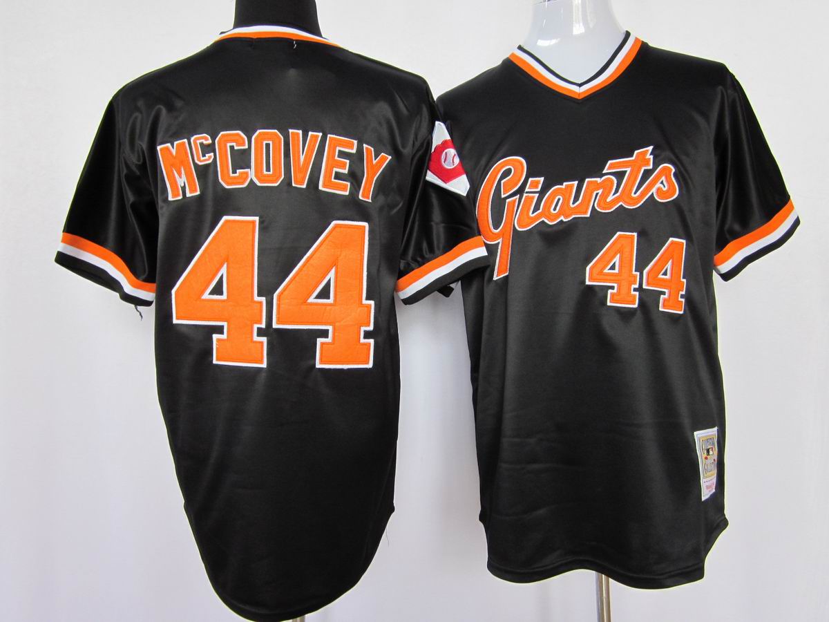 MLB San Francisco Giants #44 Willie McCovey Black Mitchell&Ness Jersey