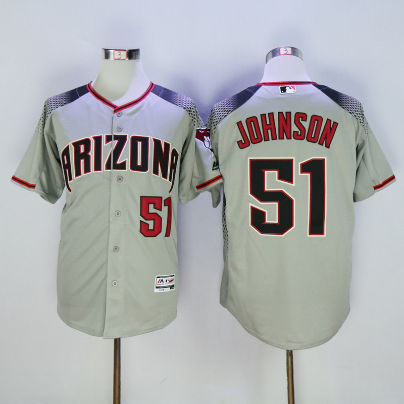 Majestics MLB Arizona Diamondbacks #51 Johnson Grey Jersey