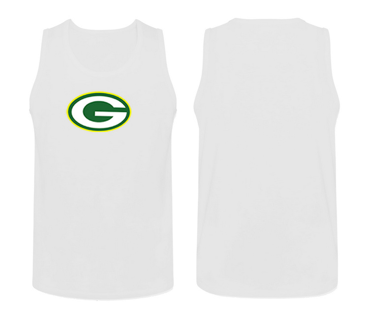 Mens Nike White Green Bay Packers Cotton Team Tank Top 