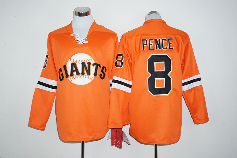 MLB San Francisco Giants #8 Pence Orange Long-Sleeve Jersey
