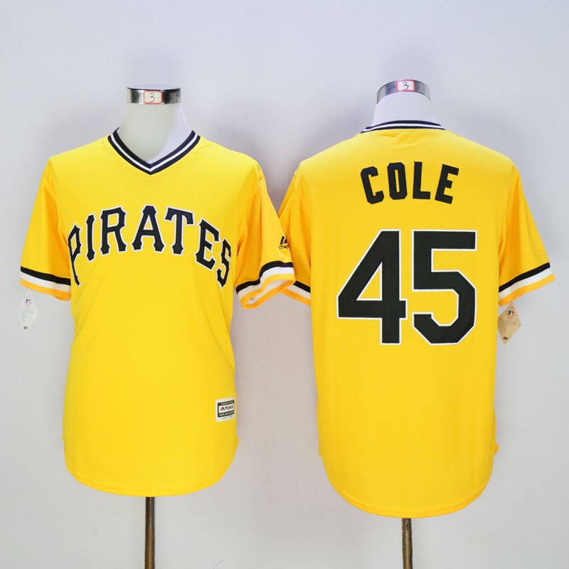 Majestics MLB Pittsburgh Pirates #45 Cole Yellow Pullover Jersey