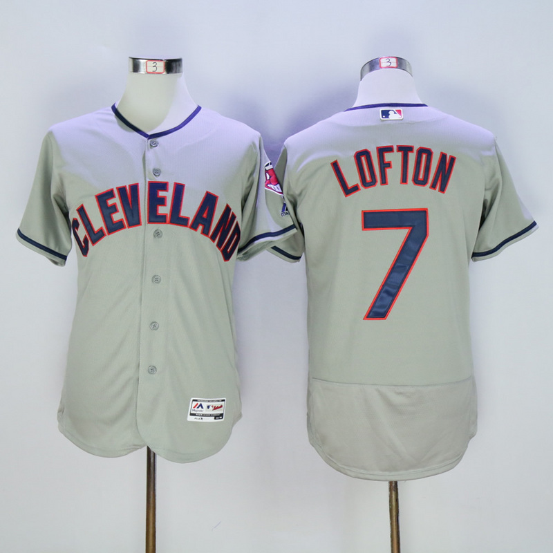 Majestics MLB Cleveland Indians #7 Lofton Grey Jersey