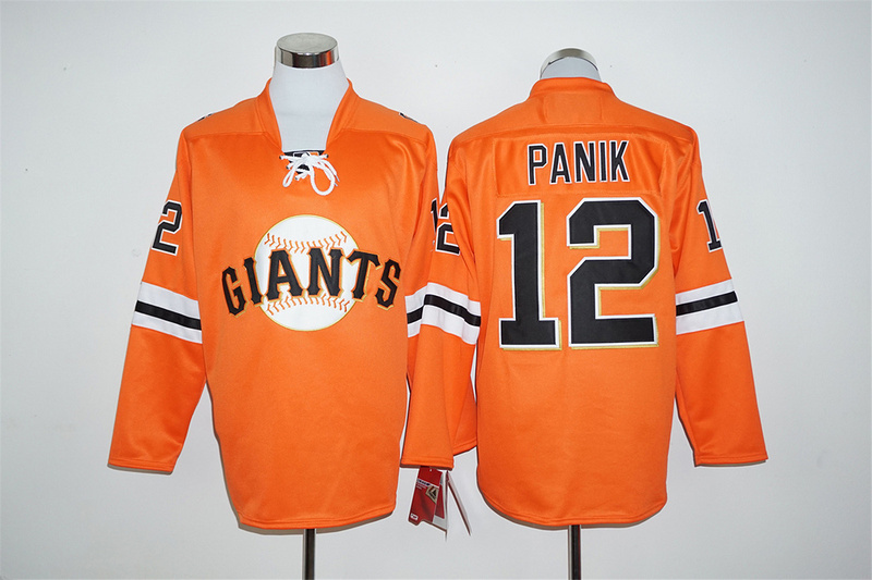 MLB San Francisco Giants #12 Panik Orange Long-Sleeve Jersey