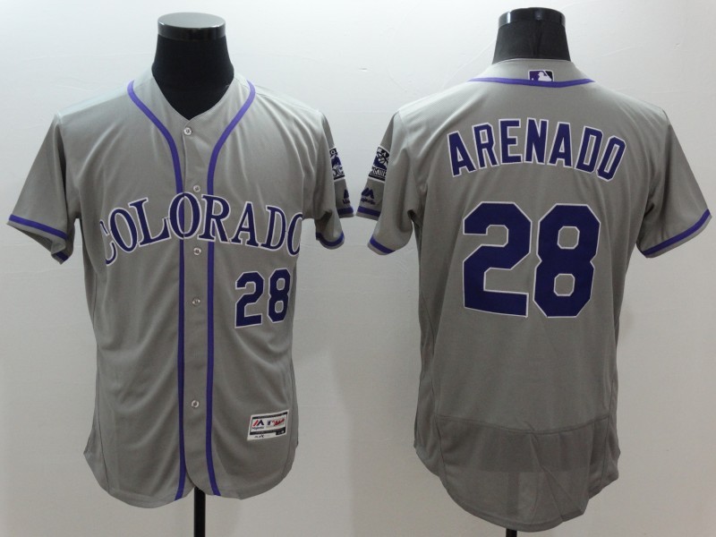 Majestics MLB Colorado Rockies #28 Arenado Grey Jersey