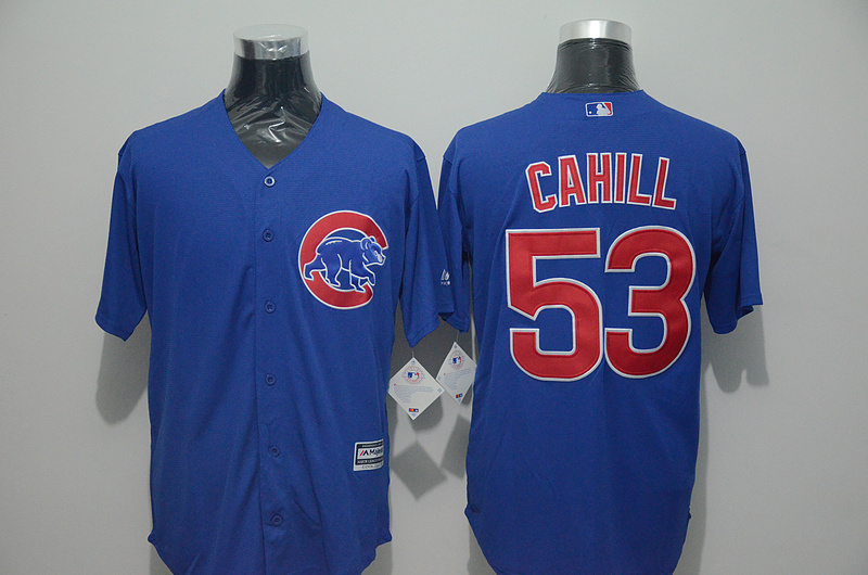 Majestics MLB Chicago Cubs #53 Cahill Blue Jersey