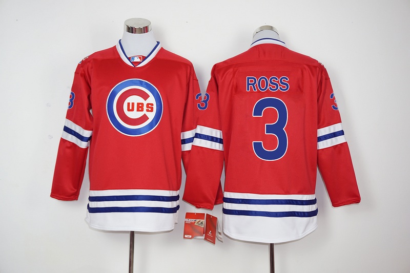 MLB Chicago Cubs #3 Ross Red Long-Sleeve Jersey