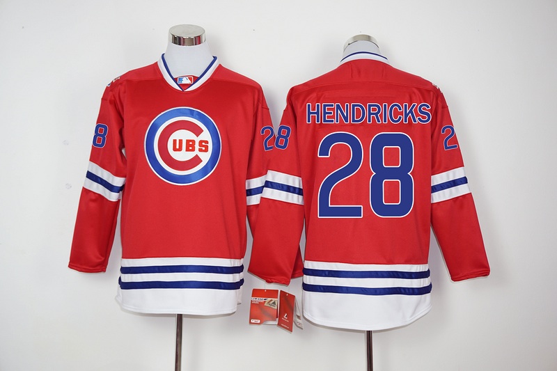 MLB Chicago Cubs #28 Hendricks Red Long-Sleeve Jersey