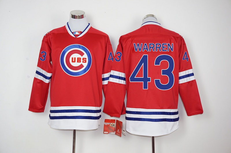 MLB Chicago Cubs #43 Warren Red Long-Sleeve Jersey