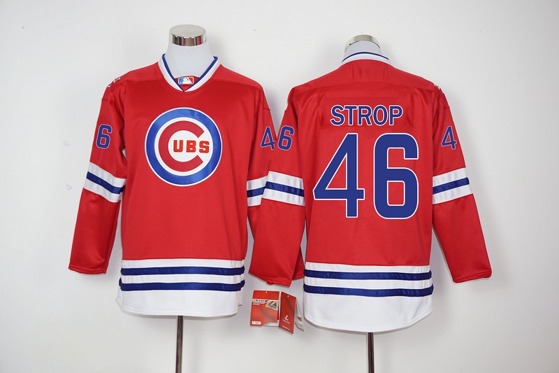 MLB Chicago Cubs #46 Strop Red Long-Sleeve Jersey