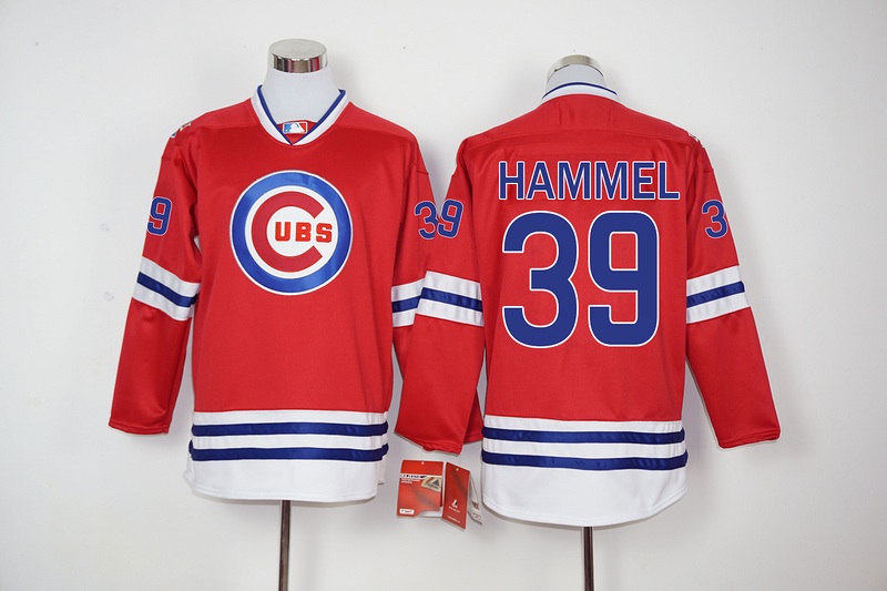 MLB Chicago Cubs #39 Hammel Red Long-Sleeve Jersey