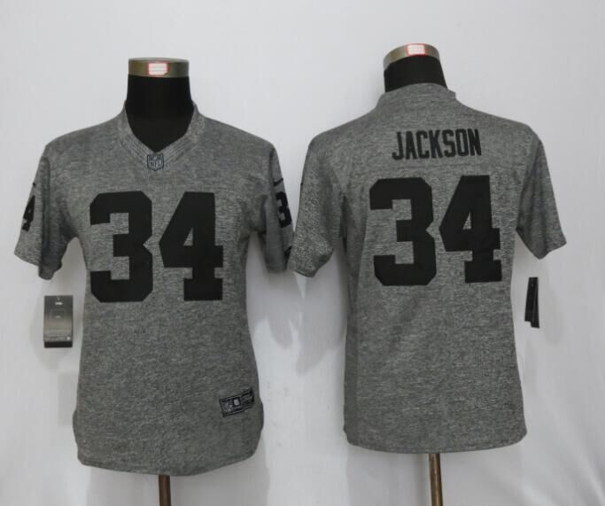 Women Nike Oakland Raiders #34 Jackson Gray Gridiron Gray Limited Jersey