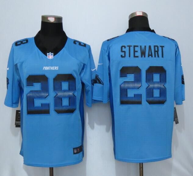 New Nike Carolina Panthers 28 Stewart Blue Strobe Limited Jersey