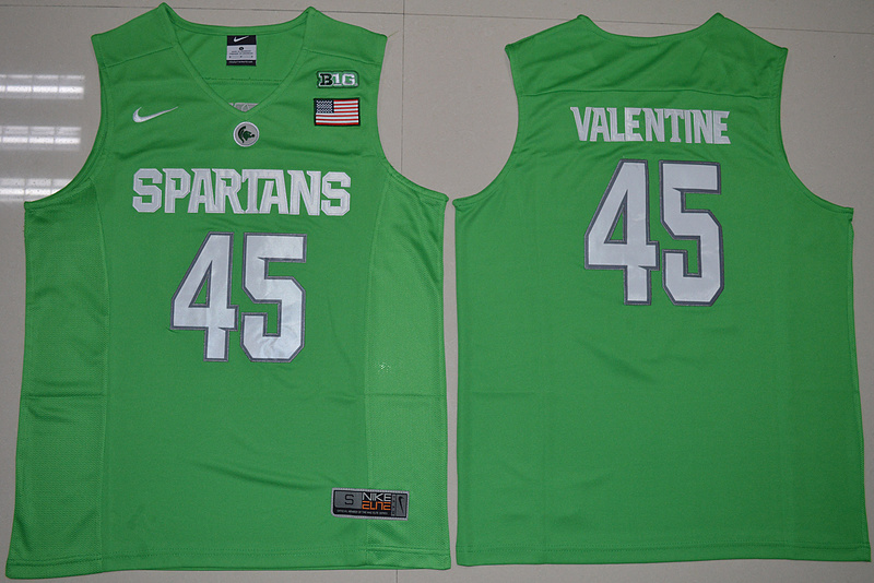 NCAA Michigan State Spartans #45 Denzel Valentine Apple Green Jersey