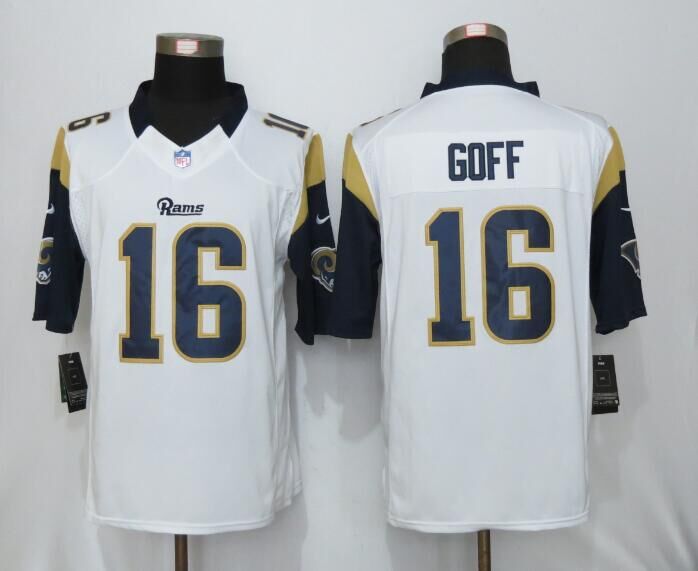 New Nike Los Angeles Rams 16 Goff White Limited Jersey  