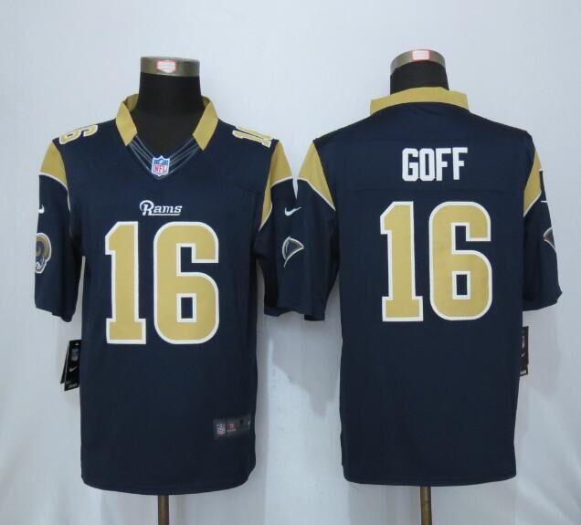 New Nike Los Angeles Rams 16 Goff Blue Limited Jersey  