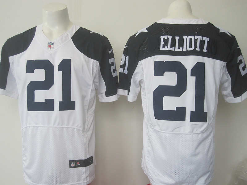 Nike Dallas Cowboys #21 Elliott White Thanksgiving Elite Jersey