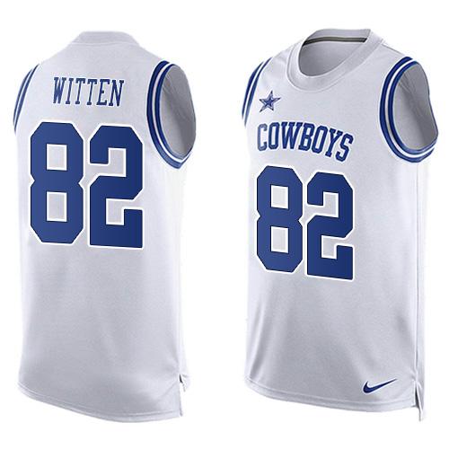 NFL Dallas Cowboys #82 Witten White Short Sleeve Limited Tank Top Jersey