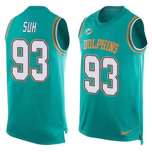 NFL Miami Dolphins #93 Suh Green Limited Tank Top Jersey